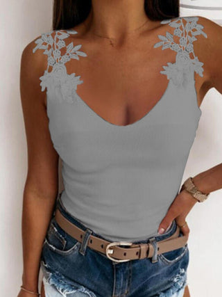 Full Size Lace Detail Scoop Neck Tank Trendsi