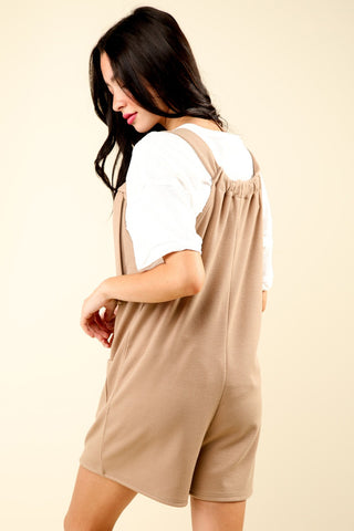 VERY J Tie Shoulder Front Pocket Romper Trendsi