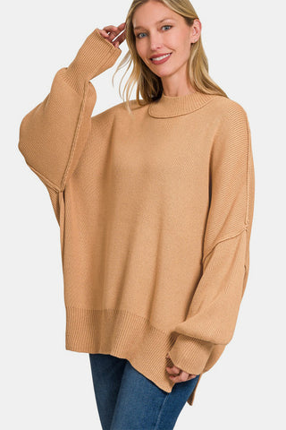 Zenana Side Sit Oversize Sweater Trendsi