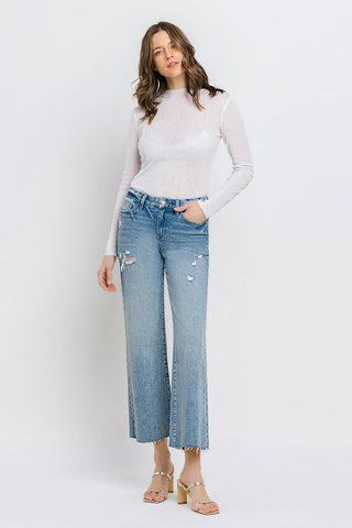 Vervet by Flying Monkey Mid Rise Crop Wide Leg Jeans Trendsi