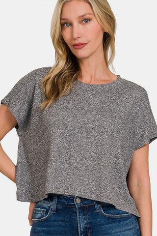 Zenana Short Sleeve Round Neck Cropped T-Shirt Trendsi