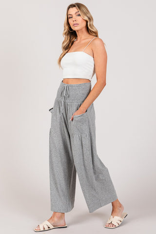 SAGE + FIG Drawstring Smocked High Waist Pants Trendsi