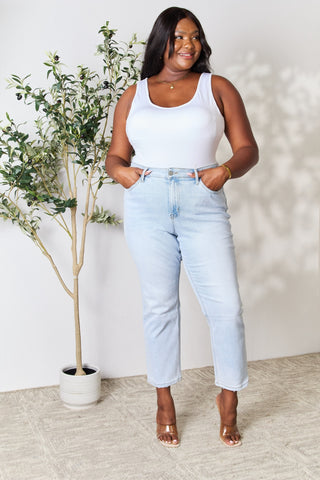 BAYEAS Full Size High Waist Straight Jeans Trendsi