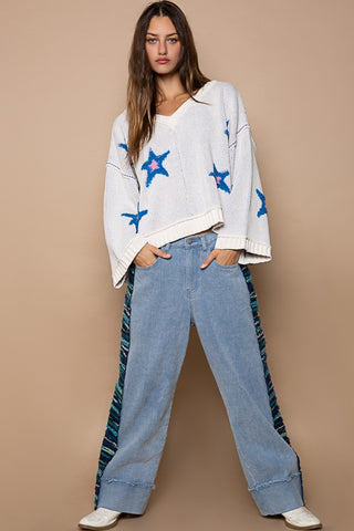 POL Long Sleeve Star Patch Sweater Trendsi