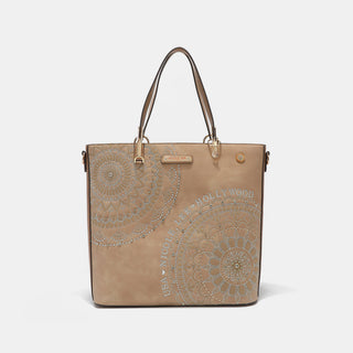 Nicole Lee USA Metallic Stitching Embroidery Inlaid Rhinestone Tote Bag Trendsi