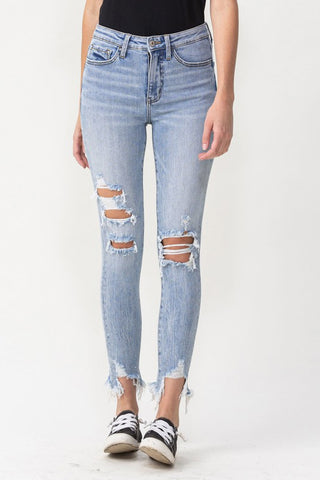 Lovervet Full Size Lauren Distressed High Rise Skinny Jeans Trendsi