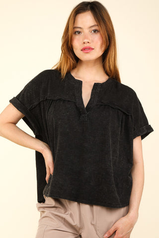 VERY J Nochted Short Sleeve Washed T-Shirt Trendsi