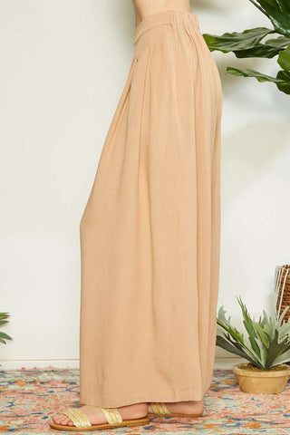 Mittoshop Wrap Pleating Detail Wide Leg Pants Trendsi