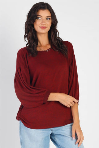 Cherish Apparel Drop Shoulder Puff Sleeve Top Trendsi