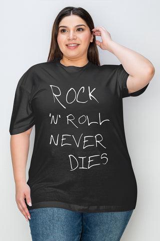 Simply Love Full Size ROCK N ROLL NEVER DIES Graphic T-Shirt Trendsi