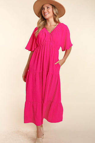 Haptics Tiered Babydoll Maxi Dress with Side Pocket Trendsi