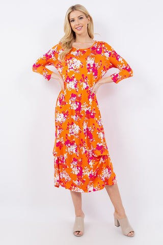 Celeste Full Size Pick-Up Hem Asymmetric Floral Midi Dress Trendsi