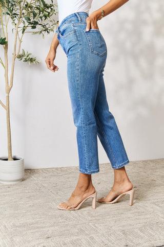 BAYEAS Full Size High Waist Straight Jeans Trendsi