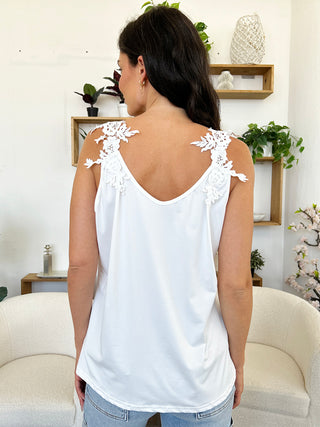 Full Size Lace Detail Scoop Neck Tank Trendsi