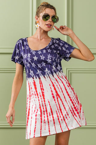 BiBi American Flag Theme Tee Dress Trendsi