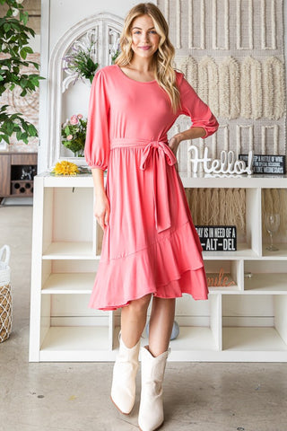 Reborn J Tie Front Ruffle Hem Dress Trendsi