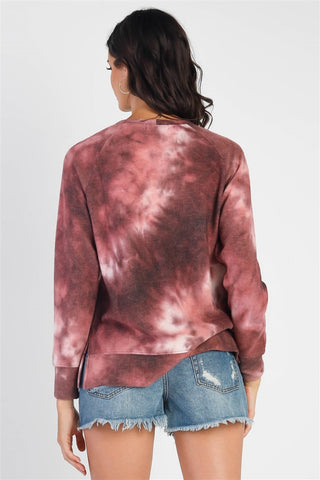 Cherish Apparel Tie-Dye Round Neck Long Sleeve Sweatshirt Trendsi