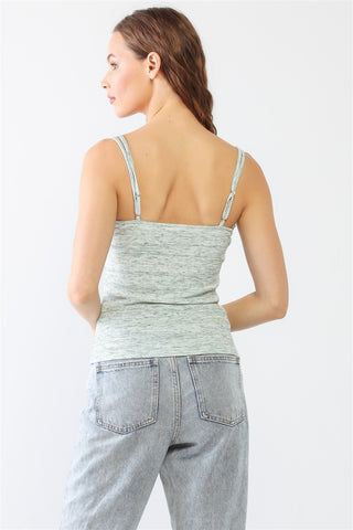 Le Lis Heathered Ribbed Adjustable Strap Cami Trendsi