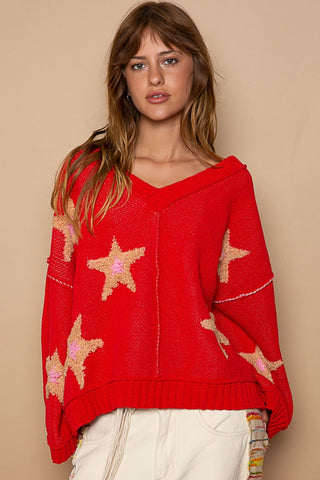 POL Long Sleeve Star Patch Sweater Trendsi