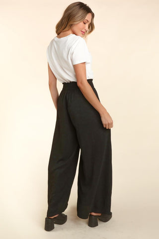 Haptics Elastic Waist Wide Leg Pants with Pockets Trendsi