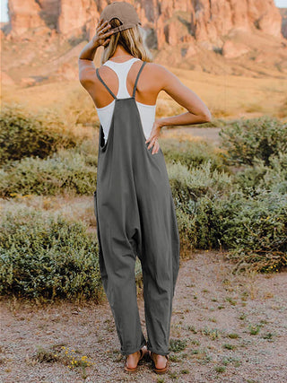 Double Take Full Size Sleeveless V-Neck Pocketed Jumpsuit Trendsi