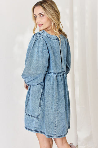 HEYSON Full Size Oversized Denim Babydoll Dress Trendsi