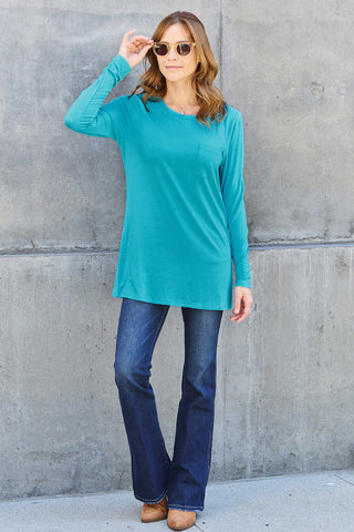 Basic Bae Full Size Round Neck Long Sleeve Top Trendsi