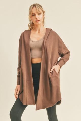 Kimberly C Open Front Longline Hooded Cardigan Trendsi