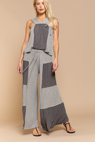 POL Ribbed Contrast Wide Leg Pants Trendsi