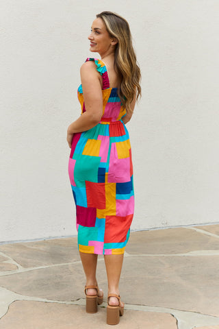 And The Why Multicolored Square Print Summer Dress Trendsi