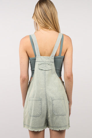 VERY J Washed Frayed Hem Denim Overall Trendsi