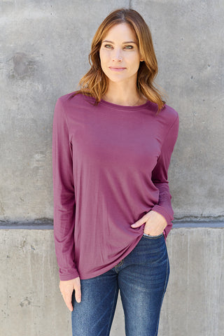 Basic Bae Full Size Round Neck Long Sleeve Top Trendsi