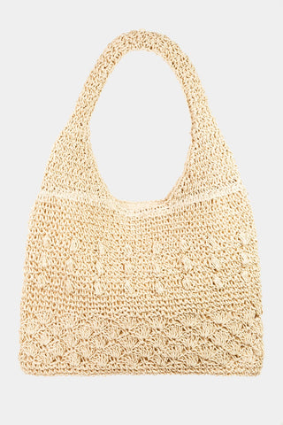 Fame Straw Braided Tote Bag Trendsi