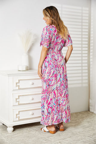 Double Take Multicolored V-Neck Maxi Dress Trendsi