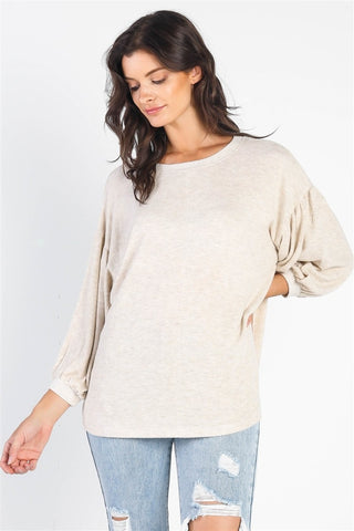 Cherish Apparel Drop Shoulder Puff Sleeve Top Trendsi