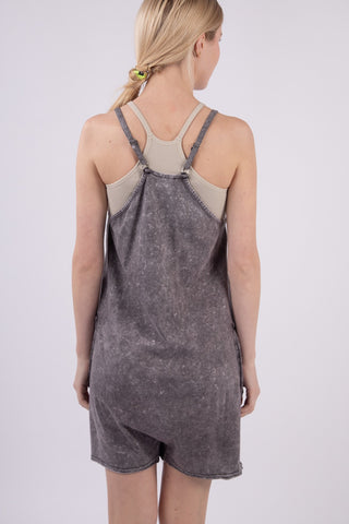 VERY J V-Neck Sleeveless Washed Romper Trendsi