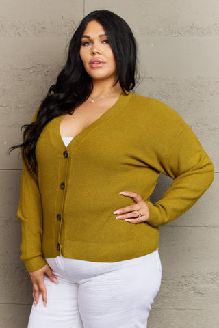 Zenana Kiss Me Tonight Full Size Button Down Cardigan in Chartreuse Trendsi