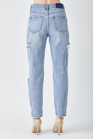 RISEN Distressed Slim Cropped Jeans Trendsi