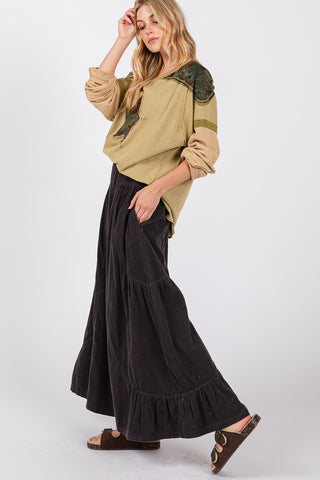 SAGE + FIG High Rise Corduroy Wide Leg Pants Trendsi