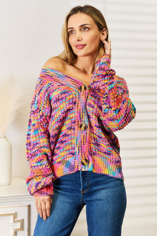 Angel Wings Woven Right V-Neck Long Sleeve Cardigan Trendsi