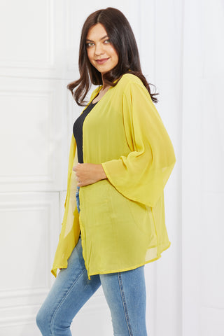 Melody Just Breathe Full Size Chiffon Kimono in Yellow Trendsi