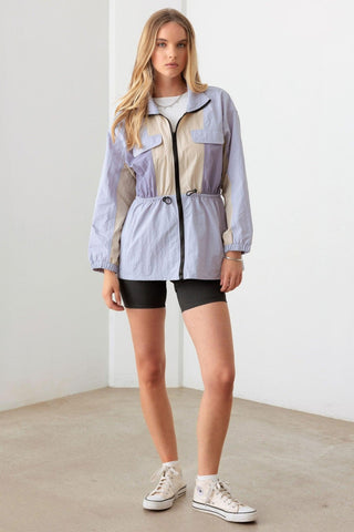 Le Lis Color Block Collared Wind Breaker Jacket Trendsi