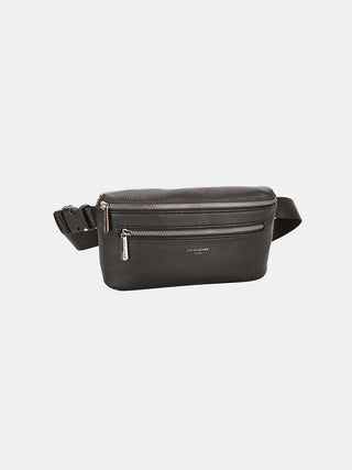 David Jones PU Leather Double Zipper Adjustable Belt Bag Trendsi