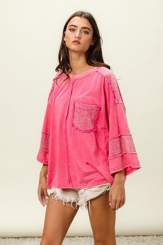 BiBi High-Low Washed T-Shirt Trendsi