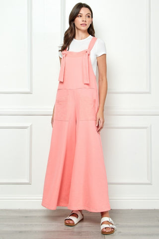 Veveret Wide Strap French Terry Overalls Trendsi