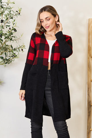 Heimish Full Size Plaid Open Front Cardigan Trendsi