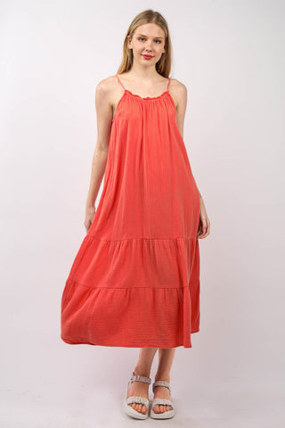 VERY J Ruffled A-Line Midi Cami Dress Trendsi