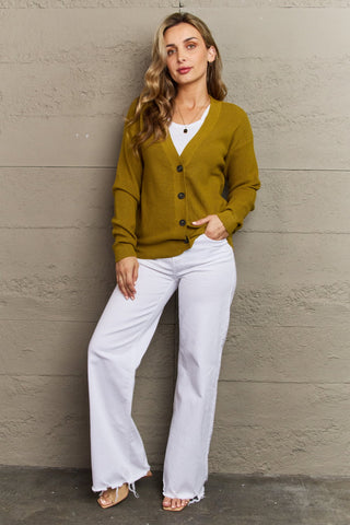 Zenana Kiss Me Tonight Full Size Button Down Cardigan in Chartreuse Trendsi