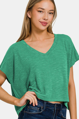 Zenana V-Neck Short Sleeve T-Shirt Trendsi