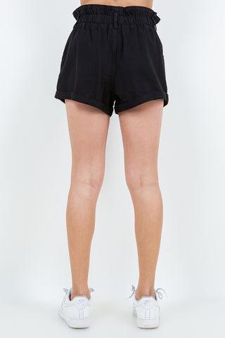 American Bazi High Waist Paper Bag Shorts Trendsi